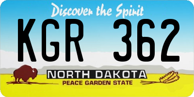 ND license plate KGR362