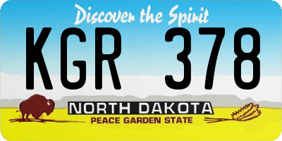 ND license plate KGR378
