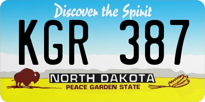 ND license plate KGR387