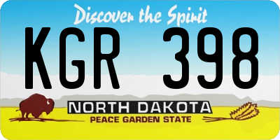 ND license plate KGR398