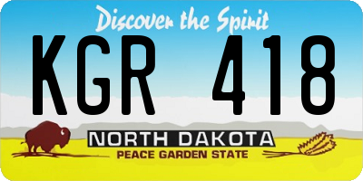 ND license plate KGR418