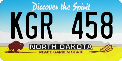 ND license plate KGR458