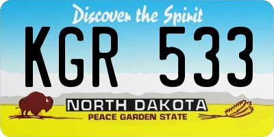 ND license plate KGR533