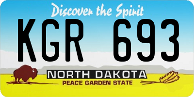 ND license plate KGR693