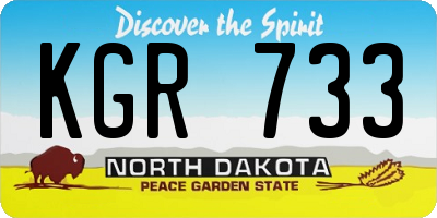 ND license plate KGR733