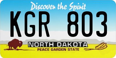 ND license plate KGR803