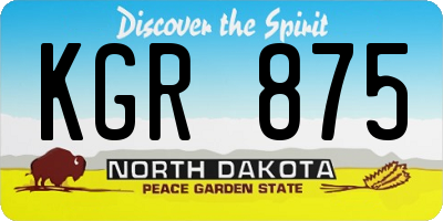 ND license plate KGR875