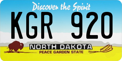 ND license plate KGR920