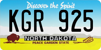 ND license plate KGR925