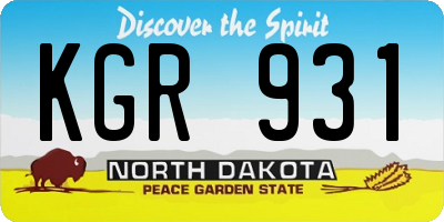 ND license plate KGR931