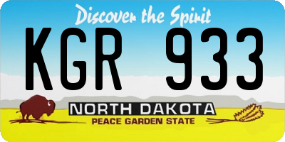 ND license plate KGR933