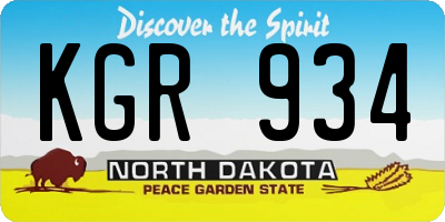 ND license plate KGR934