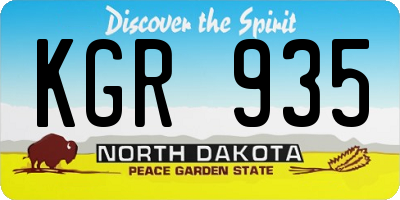 ND license plate KGR935