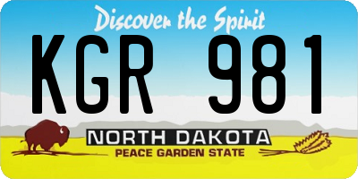 ND license plate KGR981