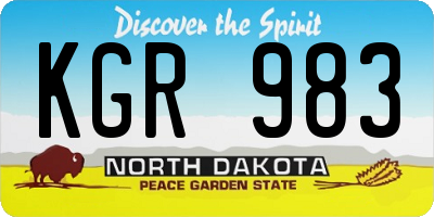 ND license plate KGR983