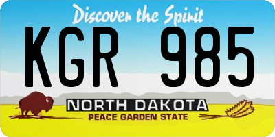ND license plate KGR985