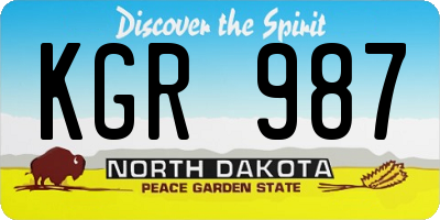 ND license plate KGR987