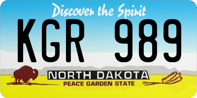 ND license plate KGR989