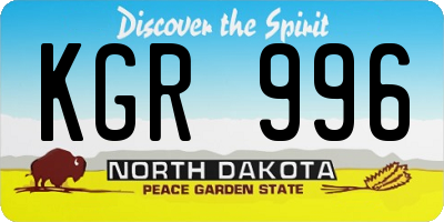 ND license plate KGR996