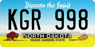 ND license plate KGR998