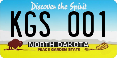 ND license plate KGS001
