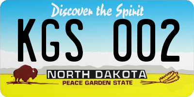 ND license plate KGS002