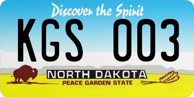 ND license plate KGS003