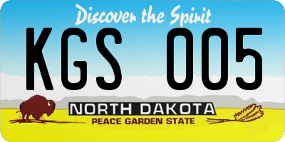 ND license plate KGS005