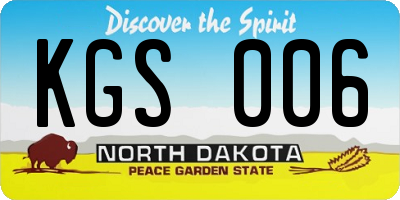 ND license plate KGS006