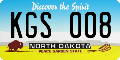 ND license plate KGS008
