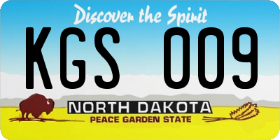 ND license plate KGS009