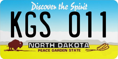 ND license plate KGS011