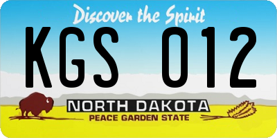 ND license plate KGS012