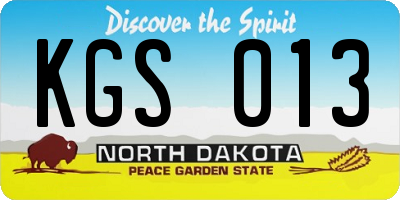 ND license plate KGS013