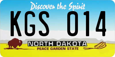 ND license plate KGS014