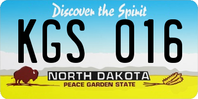 ND license plate KGS016