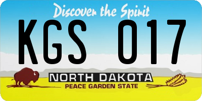 ND license plate KGS017