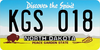 ND license plate KGS018