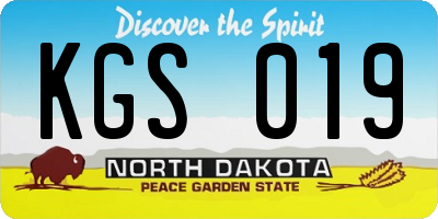 ND license plate KGS019
