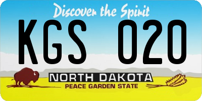 ND license plate KGS020