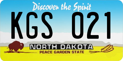 ND license plate KGS021