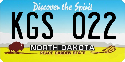 ND license plate KGS022