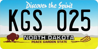 ND license plate KGS025