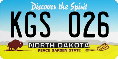 ND license plate KGS026