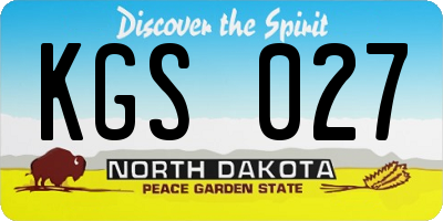 ND license plate KGS027