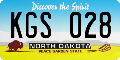 ND license plate KGS028