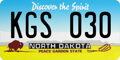 ND license plate KGS030