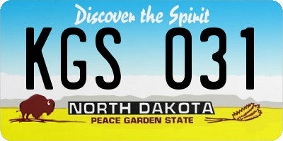 ND license plate KGS031