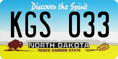 ND license plate KGS033