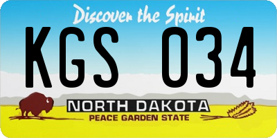 ND license plate KGS034